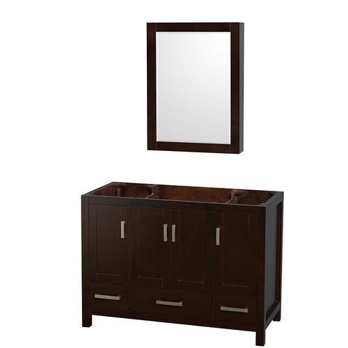 Wyndham Sheffield 48 Inch Single Bathroom Vanity in Espresso, No Countertop, No Sink, and Medicine Cabinet- Wyndham