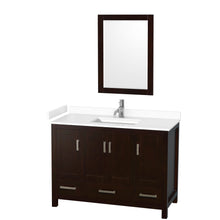 Load image into Gallery viewer, Wyndham Sheffield 48 Inch Single Bathroom Vanity in Espresso, White Cultured Marble Countertop, Undermount Square Sink, 24 Inch Mirror- Wyndham