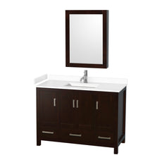 Load image into Gallery viewer, Wyndham Sheffield 48 Inch Single Bathroom Vanity in Espresso, White Cultured Marble Countertop, Undermount Square Sink, Medicine Cabinet- Wyndham