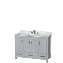 Load image into Gallery viewer, Wyndham Sheffield 48 Inch Single Bathroom Vanity in Gray, White Carrara Marble Countertop, Undermount Oval Sink, and No Mirror- Wyndham