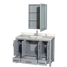 Load image into Gallery viewer, Wyndham Sheffield 48 Inch Single Bathroom Vanity in Gray, Calacatta Quartz Countertop, Undermount Square Sink, Medicine Cabinet- Wyndham