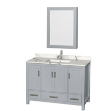 Load image into Gallery viewer, Wyndham Sheffield 48 Inch Single Bathroom Vanity in Gray, Calacatta Quartz Countertop, Undermount Square Sink, Medicine Cabinet- Wyndham