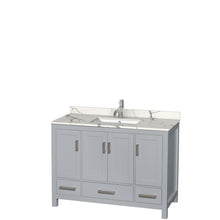 Load image into Gallery viewer, Wyndham Sheffield 48 Inch Single Bathroom Vanity in Gray, Calacatta Quartz Countertop, Undermount Square Sink, No Mirror- Wyndham