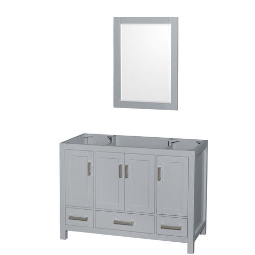 Wyndham Sheffield 48 Inch Single Bathroom Vanity in Gray, No Countertop, No Sink, and 24 Inch Mirror- Wyndham