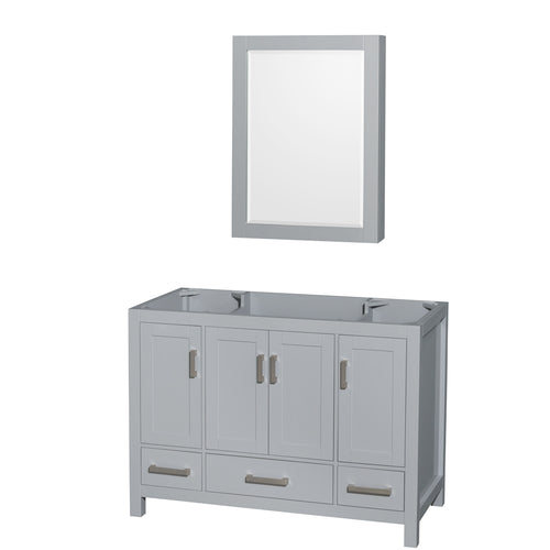Wyndham Sheffield 48 Inch Single Bathroom Vanity in Gray, No Countertop, No Sink, and Medicine Cabinet- Wyndham