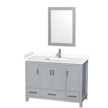 Load image into Gallery viewer, Wyndham Sheffield 48 Inch Single Bathroom Vanity in Gray, White Cultured Marble Countertop, Undermount Square Sink, 24 Inch Mirror- Wyndham