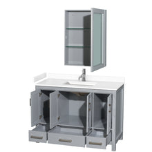 Load image into Gallery viewer, Wyndham Sheffield 48 Inch Single Bathroom Vanity in Gray, White Cultured Marble Countertop, Undermount Square Sink, Medicine Cabinet- Wyndham