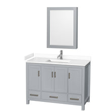 Load image into Gallery viewer, Wyndham Sheffield 48 Inch Single Bathroom Vanity in Gray, White Cultured Marble Countertop, Undermount Square Sink, Medicine Cabinet- Wyndham