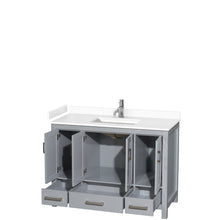 Load image into Gallery viewer, Wyndham Sheffield 48 Inch Single Bathroom Vanity in Gray, White Cultured Marble Countertop, Undermount Square Sink, No Mirror- Wyndham