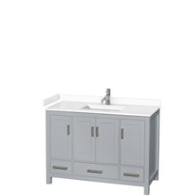 Load image into Gallery viewer, Wyndham Sheffield 48 Inch Single Bathroom Vanity in Gray, White Cultured Marble Countertop, Undermount Square Sink, No Mirror- Wyndham