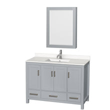 Load image into Gallery viewer, Wyndham Sheffield 48 Inch Single Bathroom Vanity in Gray, White Quartz Countertop, Undermount Square Sink, Medicine Cabinet- Wyndham