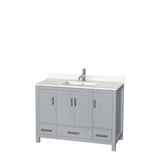 Load image into Gallery viewer, Wyndham Sheffield 48 Inch Single Bathroom Vanity in Gray, White Quartz Countertop, Undermount Square Sink, No Mirror- Wyndham