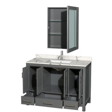 Load image into Gallery viewer, Wyndham Sheffield 48 Inch Single Bathroom Vanity in Dark Gray, Calacatta Quartz Countertop, Undermount Square Sink, Medicine Cabinet- Wyndham