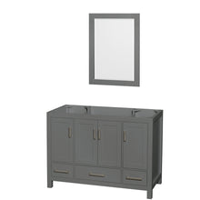 Load image into Gallery viewer, Wyndham Sheffield 48 Inch Single Bathroom Vanity in Dark Gray, No Countertop, No Sink, and 24 Inch Mirror- Wyndham