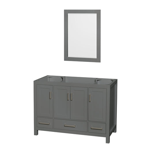 Wyndham Sheffield 48 Inch Single Bathroom Vanity in Dark Gray, No Countertop, No Sink, and 24 Inch Mirror- Wyndham