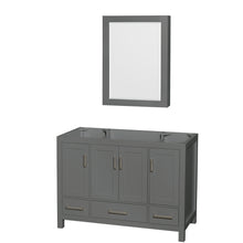 Load image into Gallery viewer, Wyndham Sheffield 48 Inch Single Bathroom Vanity in Dark Gray, No Countertop, No Sink, and Medicine Cabinet- Wyndham