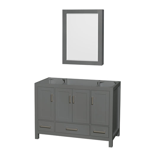 Wyndham Sheffield 48 Inch Single Bathroom Vanity in Dark Gray, No Countertop, No Sink, and Medicine Cabinet- Wyndham