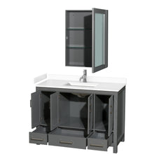 Load image into Gallery viewer, Wyndham Sheffield 48 Inch Single Bathroom Vanity in Dark Gray, White Cultured Marble Countertop, Undermount Square Sink, Medicine Cabinet- Wyndham
