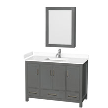Load image into Gallery viewer, Wyndham Sheffield 48 Inch Single Bathroom Vanity in Dark Gray, White Cultured Marble Countertop, Undermount Square Sink, Medicine Cabinet- Wyndham