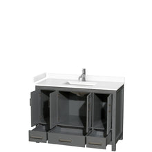 Load image into Gallery viewer, Wyndham Sheffield 48 Inch Single Bathroom Vanity in Dark Gray, White Cultured Marble Countertop, Undermount Square Sink, No Mirror- Wyndham