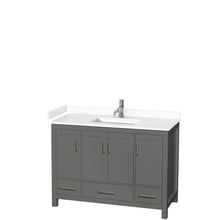 Load image into Gallery viewer, Wyndham Sheffield 48 Inch Single Bathroom Vanity in Dark Gray, White Cultured Marble Countertop, Undermount Square Sink, No Mirror- Wyndham