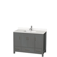 Load image into Gallery viewer, Wyndham Sheffield 48 Inch Single Bathroom Vanity in Dark Gray, White Quartz Countertop, Undermount Square Sink, No Mirror- Wyndham