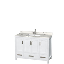 Load image into Gallery viewer, Wyndham Sheffield 48 Inch Single Bathroom Vanity in White, Calacatta Quartz Countertop, Undermount Square Sink, No Mirror- Wyndham