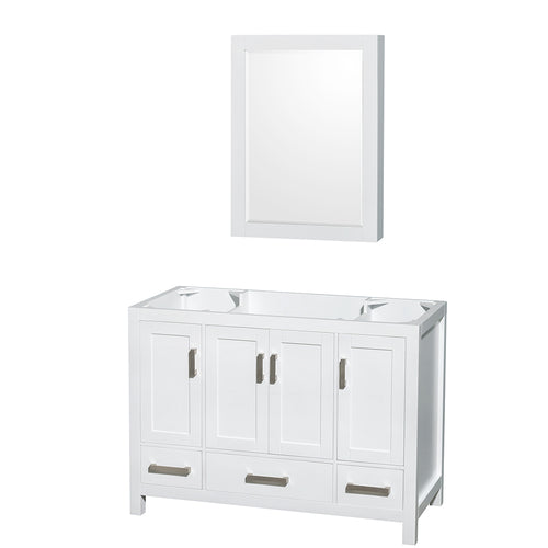 Wyndham Sheffield 48 Inch Single Bathroom Vanity in White, No Countertop, No Sink, and Medicine Cabinet- Wyndham