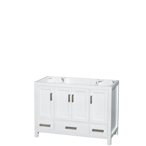 Wyndham Sheffield 48 Inch Single Bathroom Vanity in White, No Countertop, No Sink, and No Mirror- Wyndham