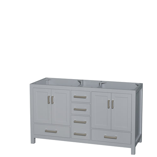 Wyndham Sheffield 60 Inch Double Bathroom Vanity in Gray, No Countertop, No Sinks, and No Mirror- Wyndham