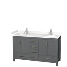 Load image into Gallery viewer, Wyndham Sheffield 60 Inch Double Bathroom Vanity in Dark Gray, Carrara Cultured Marble Countertop, Undermount Square Sinks, No Mirror- Wyndham