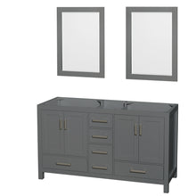 Load image into Gallery viewer, Wyndham Sheffield 60 Inch Double Bathroom Vanity in Dark Gray, No Countertop, No Sinks, and 24 Inch Mirrors- Wyndham