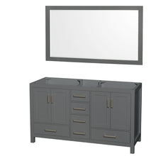 Load image into Gallery viewer, Wyndham Sheffield 60 Inch Double Bathroom Vanity in Dark Gray, No Countertop, No Sinks, and 58 Inch Mirror- Wyndham