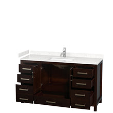 Load image into Gallery viewer, Wyndham Sheffield 60 Inch Single Bathroom Vanity in Espresso, Carrara Cultured Marble Countertop, Undermount Square Sink, No Mirror- Wyndham