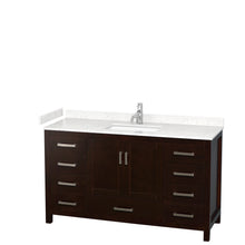 Load image into Gallery viewer, Wyndham Sheffield 60 Inch Single Bathroom Vanity in Espresso, Carrara Cultured Marble Countertop, Undermount Square Sink, No Mirror- Wyndham