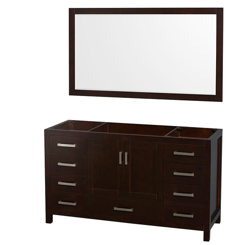 Wyndham Sheffield 60 Inch Single Bathroom Vanity in Espresso, No Countertop, No Sink, and 58 Inch Mirror- Wyndham