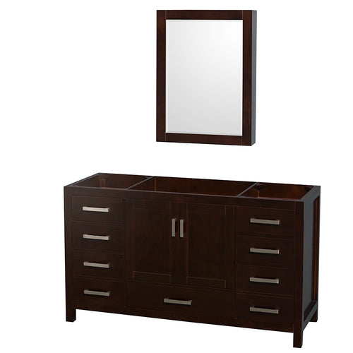 Wyndham Sheffield 60 Inch Single Bathroom Vanity in Espresso, No Countertop, No Sink, and Medicine Cabinet- Wyndham