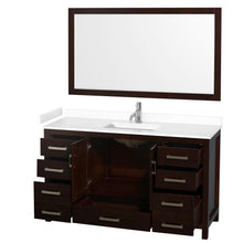 Load image into Gallery viewer, Wyndham Sheffield 60 Inch Single Bathroom Vanity in Espresso, White Cultured Marble Countertop, Undermount Square Sink, 58 Inch Mirror- Wyndham
