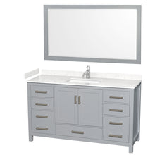 Load image into Gallery viewer, Wyndham Sheffield 60 Inch Single Bathroom Vanity in Gray, Carrara Cultured Marble Countertop, Undermount Square Sink, 58 Inch Mirror- Wyndham