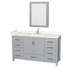 Load image into Gallery viewer, Wyndham Sheffield 60 Inch Single Bathroom Vanity in Gray, Carrara Cultured Marble Countertop, Undermount Square Sink, Medicine Cabinet- Wyndham