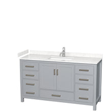 Load image into Gallery viewer, Wyndham Sheffield 60 Inch Single Bathroom Vanity in Gray, Carrara Cultured Marble Countertop, Undermount Square Sink, No Mirror- Wyndham