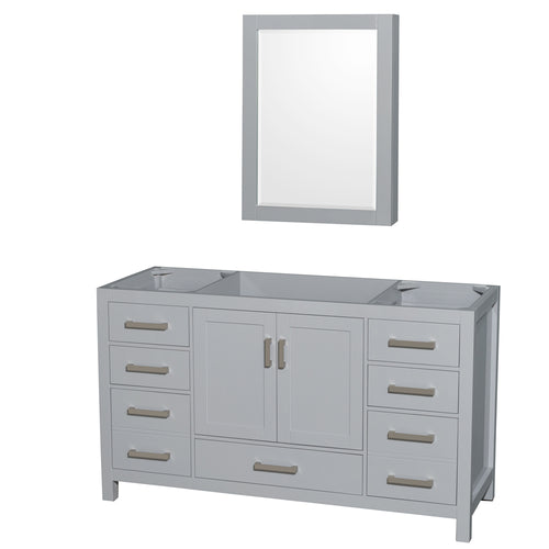 Wyndham Sheffield 60 Inch Single Bathroom Vanity in Gray, No Countertop, No Sink, and Medicine Cabinet- Wyndham