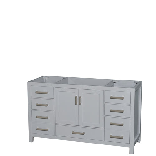 Wyndham Sheffield 60 Inch Single Bathroom Vanity in Gray, No Countertop, No Sink, and No Mirror- Wyndham