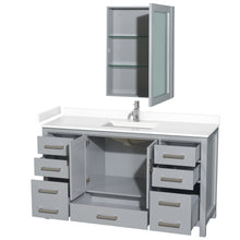 Load image into Gallery viewer, Wyndham Sheffield 60 Inch Single Bathroom Vanity in Gray, White Cultured Marble Countertop, Undermount Square Sink, Medicine Cabinet- Wyndham
