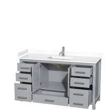 Load image into Gallery viewer, Wyndham Sheffield 60 Inch Single Bathroom Vanity in Gray, White Cultured Marble Countertop, Undermount Square Sink, No Mirror- Wyndham