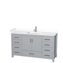 Load image into Gallery viewer, Wyndham Sheffield 60 Inch Single Bathroom Vanity in Gray, White Cultured Marble Countertop, Undermount Square Sink, No Mirror- Wyndham