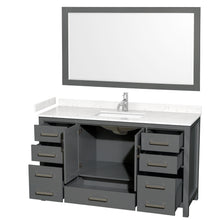 Load image into Gallery viewer, Wyndham Sheffield 60 Inch Single Bathroom Vanity in Dark Gray, Carrara Cultured Marble Countertop, Undermount Square Sink, 58 Inch Mirror- Wyndham