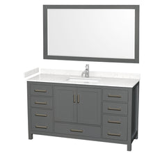 Load image into Gallery viewer, Wyndham Sheffield 60 Inch Single Bathroom Vanity in Dark Gray, Carrara Cultured Marble Countertop, Undermount Square Sink, 58 Inch Mirror- Wyndham