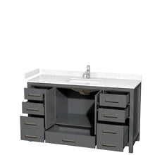 Load image into Gallery viewer, Wyndham Sheffield 60 Inch Single Bathroom Vanity in Dark Gray, Carrara Cultured Marble Countertop, Undermount Square Sink, No Mirror- Wyndham