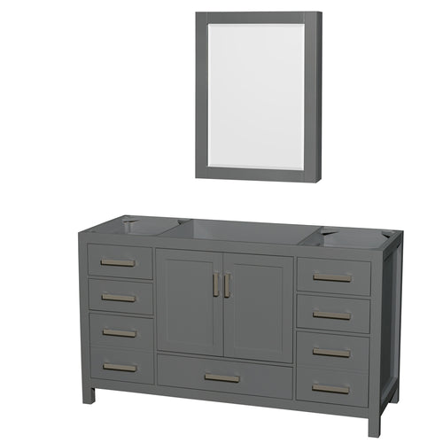 Wyndham Sheffield 60 Inch Single Bathroom Vanity in Dark Gray, No Countertop, No Sink, and Medicine Cabinet- Wyndham